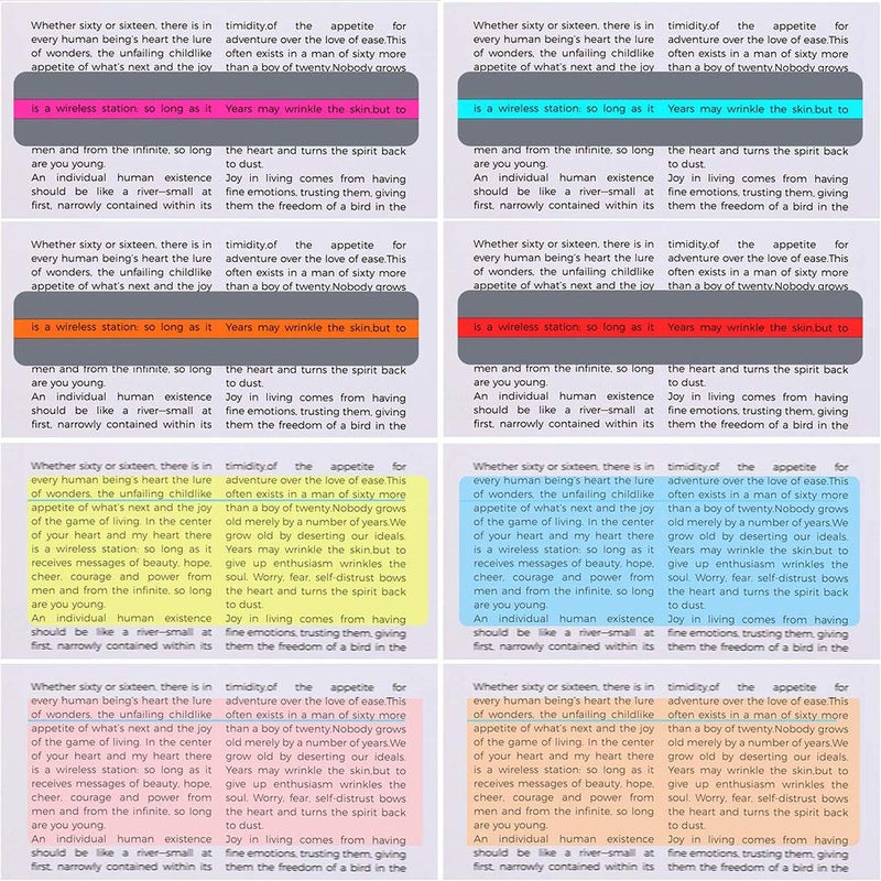 Koogel 16Pcs Reading Guide Strips, 2 Sizes Reading Ruler Reading Tracking Highlight Strips Colored Overlays Bookmark Assorted Colors Helps with Dyslexia - Image 5